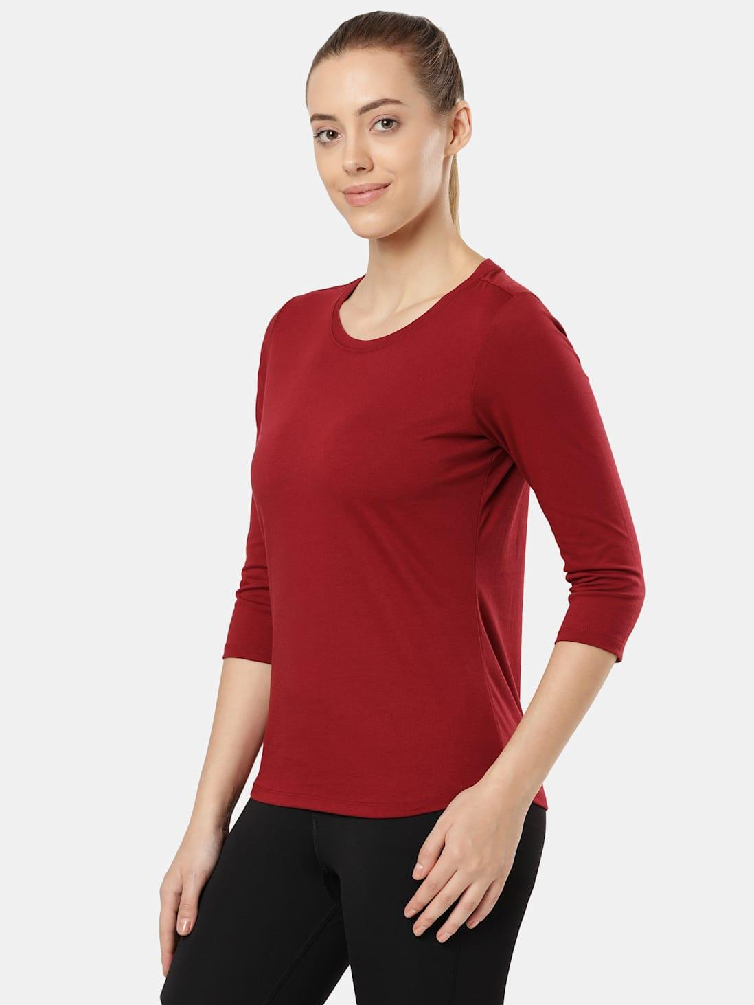 JOCKEY LADIES R-NECK T-SHIRT 3/4 SLEEVE SUPER COMBED COTTON T-SHIRT