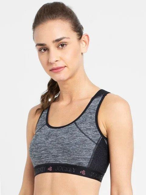 Jockey Women's Sports Bra | Wirefree | Padded | Full Coverage with Racer Back Styling | Tactel Nylon Elastane Stretch Fabric