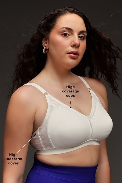 Clovia Cotton Spandex Solid Non-Padded Full Cup Wire Free Spacer Cup Bra