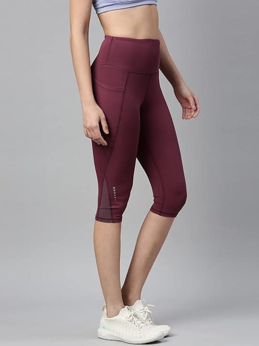 Enamor High Rise Drawstring Closure Active Capri Legging for Women- Hugged Fit, Quick Dry, Antimicrobial