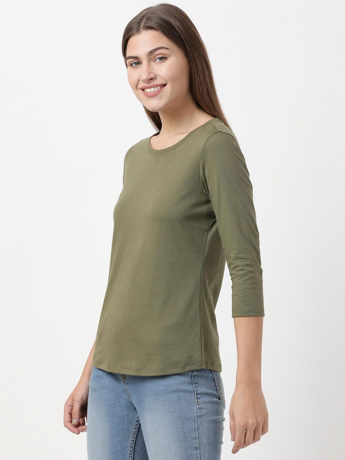 JOCKEY LADIES R-NECK T-SHIRT 3/4 SLEEVE SUPER COMBED COTTON T-SHIRT