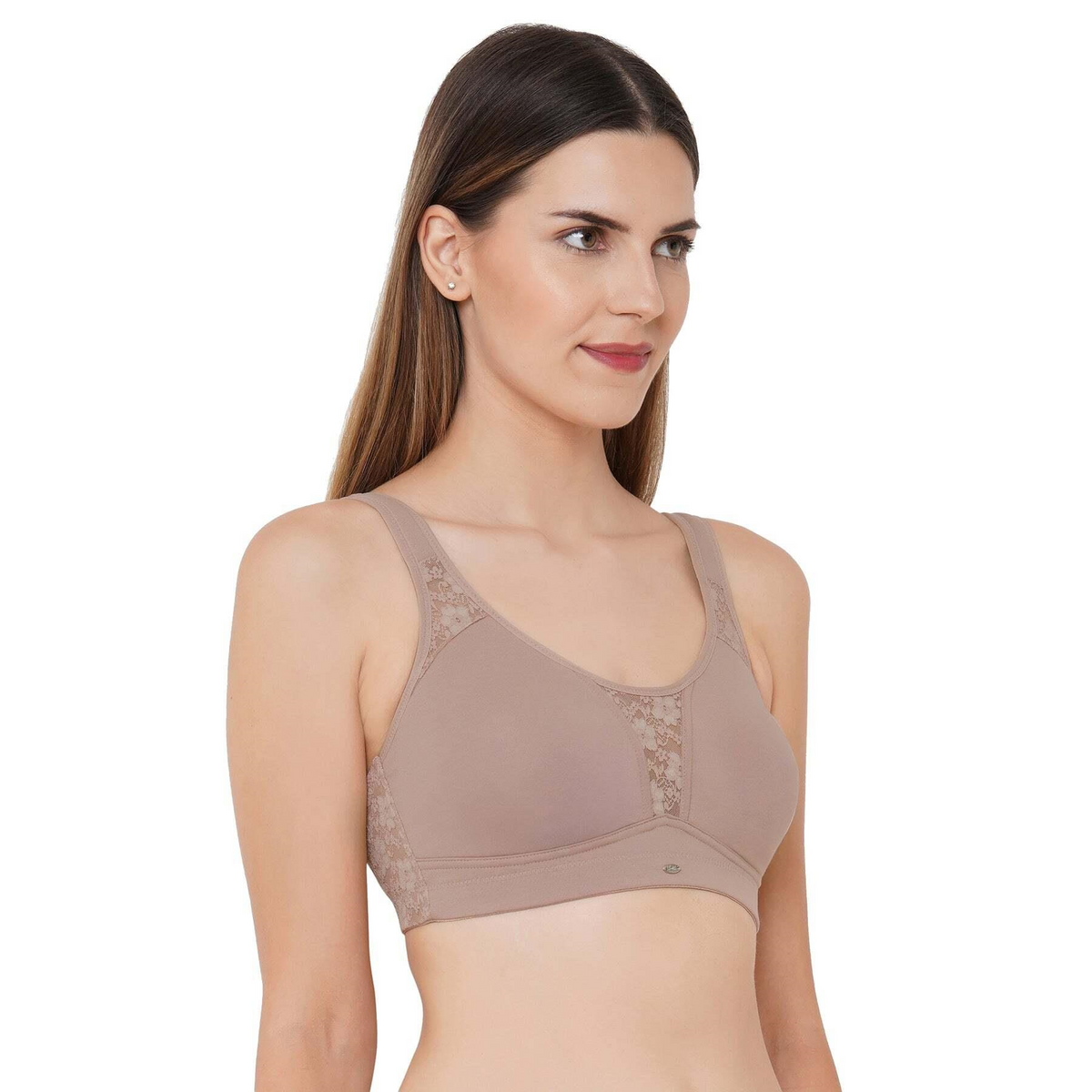 SOIE Women’s Full Coverage Minimizer Bra|Non Wired, Non Padded, Triple Layered Cups|Breathable Stretch Cotton with Lace & U-Back Support