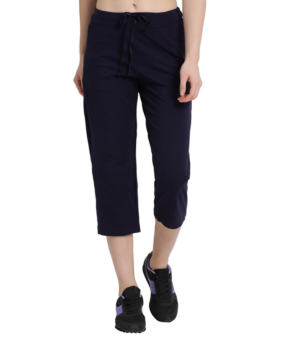 Enamor Mid Rise Capri Length Drawstring Closure Lounge Capri for Women - Slim Fit, Soft and Breathable Stretch Cotton