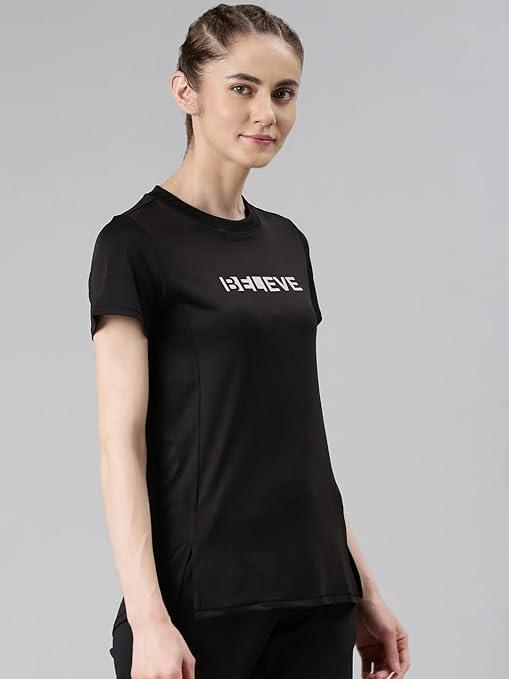 Enamor Womens Athleisure Dry Fit with Antimicrobial & Sweat Wicking Crew Neck Short Sleeve Breathe Active Wear T-Shirt