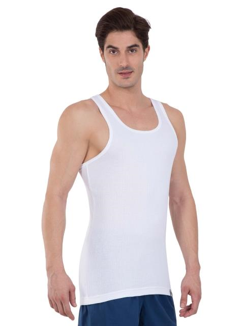 Jockey Men's Super Combed Cotton Rib Slim Fit Racer Back Styling Round Neck Gym Vest