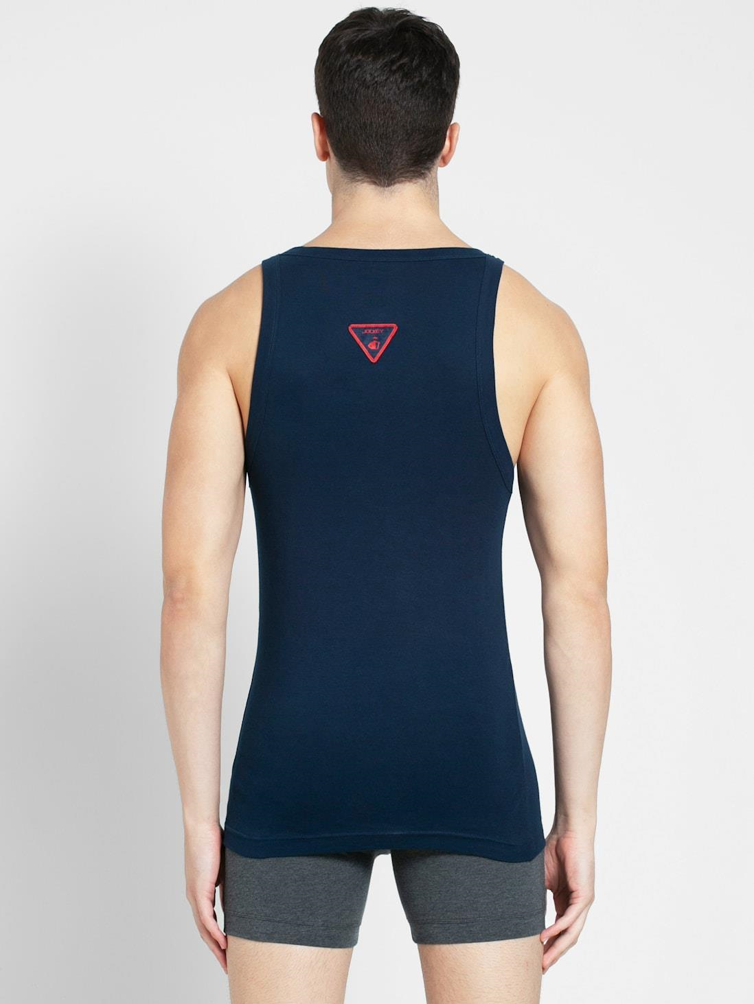 Jockey Men's Super Combed Cotton Rib Square Neckline Gym Vest