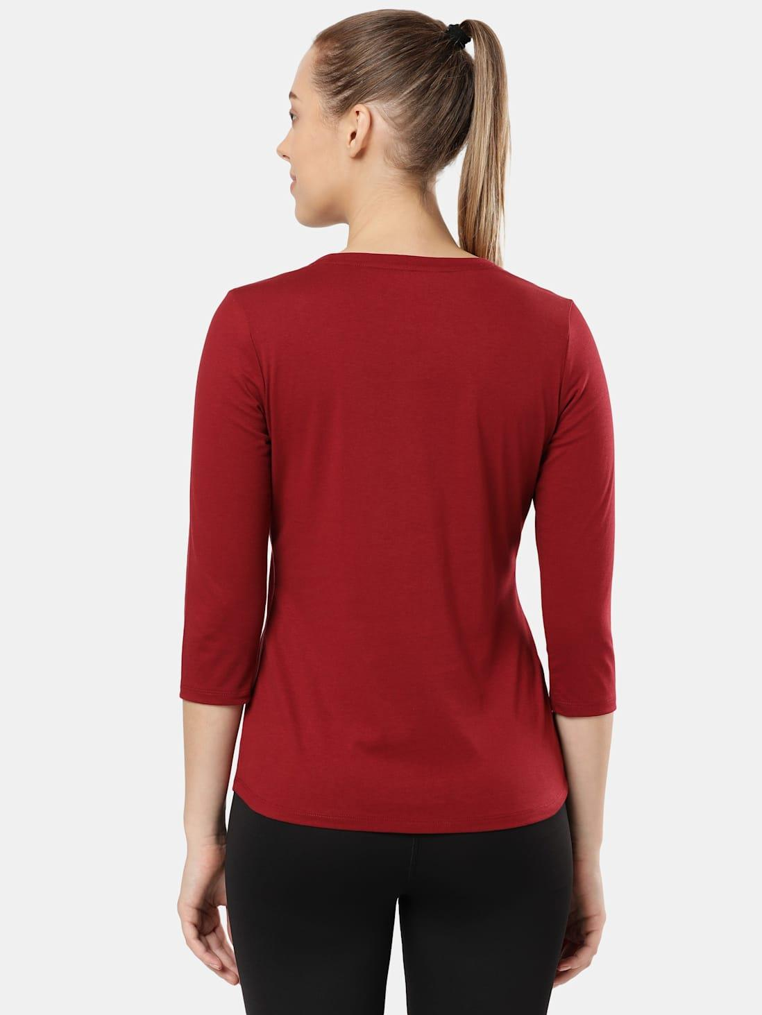 JOCKEY LADIES R-NECK T-SHIRT 3/4 SLEEVE SUPER COMBED COTTON T-SHIRT