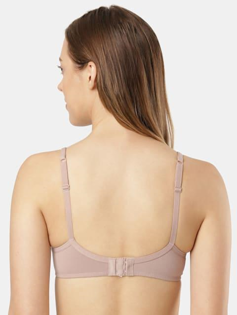 Jockey  Women's Wirefree Padded Super Combed Cotton Elastane Stretch Medium Coverage Lace Styling T-Shirt Bra with Adjustable Straps