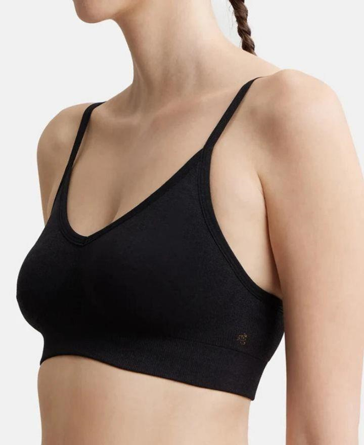 Jockey Women's Wired Padded Super Combed Cotton Elastane Strech Medium Coverage Plunge Neck Pushup Bra with Multiway Styling