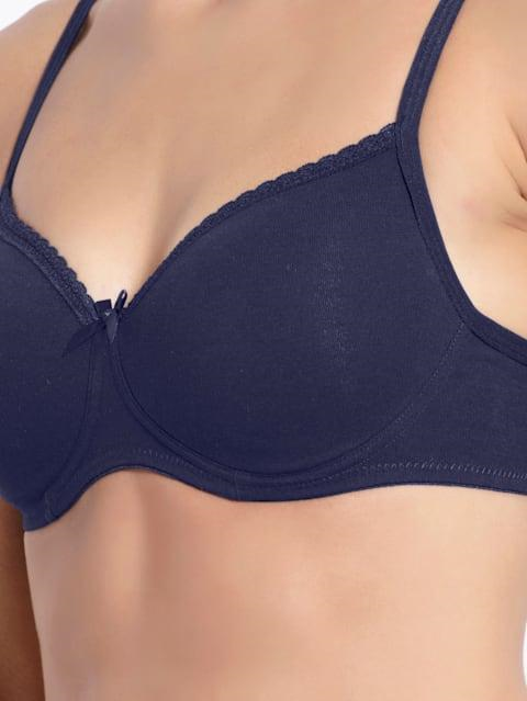Jockey  Women's Wirefree Padded Super Combed Cotton Elastane Stretch Medium Coverage Lace Styling T-Shirt Bra with Adjustable Straps