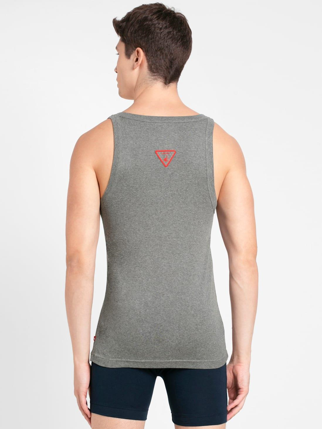 Jockey Men's Super Combed Cotton Rib Square Neckline Gym Vest