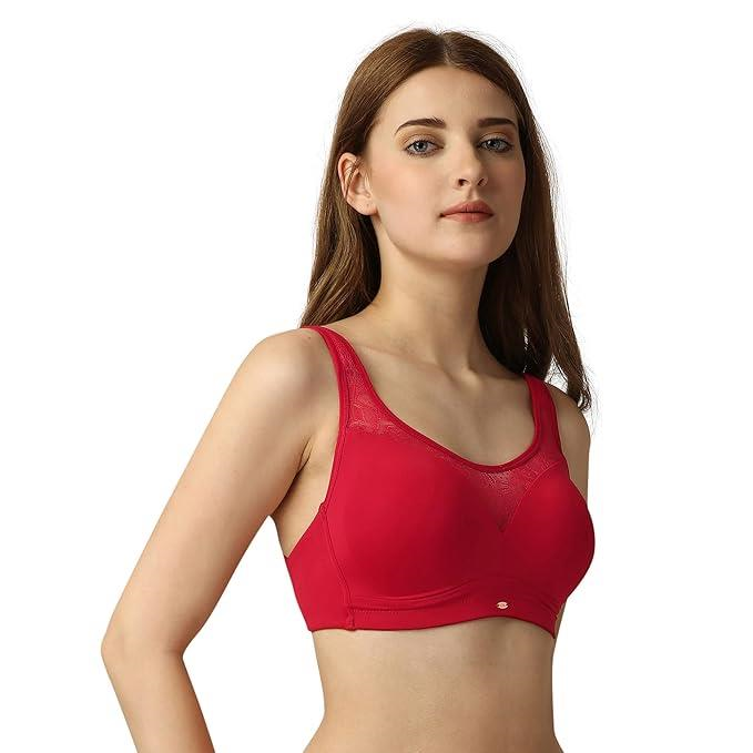 SOIE Women’s Full Coverage Padded Non-Wired Lacy Cami Bra|Soft Nylon Spandex Everyday Comfort Bra with Adjustable Straps & Feminine Lace Detailing