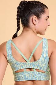 Enamor Cutaway Back Detail Quick Dry Printed Sports Bra - Removable Padding, Non-Wired, Medium Coverage