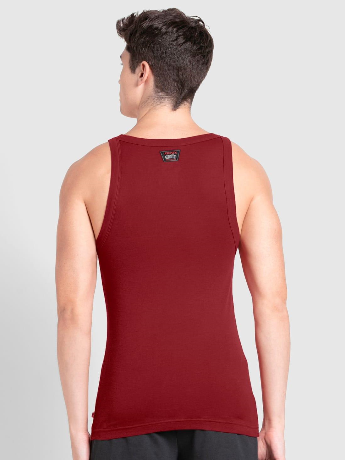 Jockey Men's Super Combed Cotton Rib Square Neckline Gym Vest