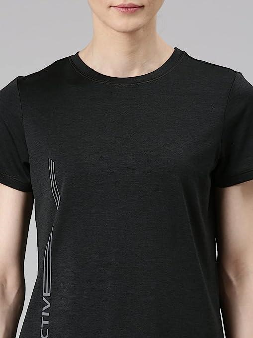 Enamor Short Sleeve Crew Neck Regular Length Basic Dry Fit Workout Crew T-Shirt for Women - Relaxed Fit, Quick Dry, Antimicrobial