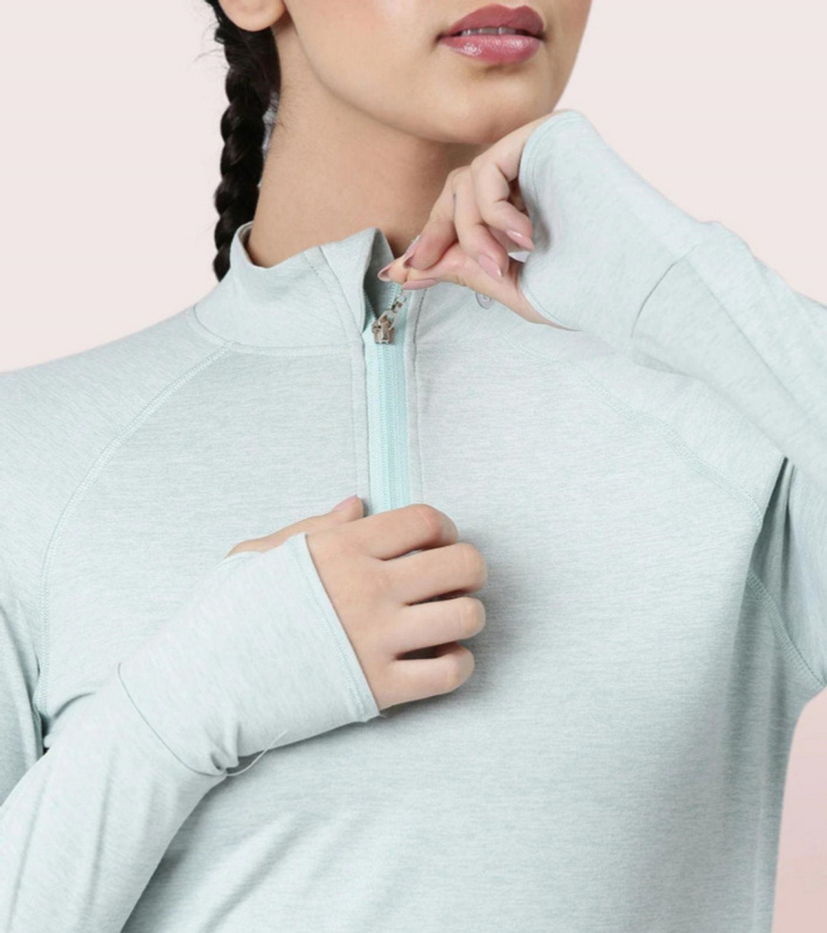 Enamor Full Sleeve High Neck Medium Length Pull on Dry Fit T-Shirt for Women - Slim Fit