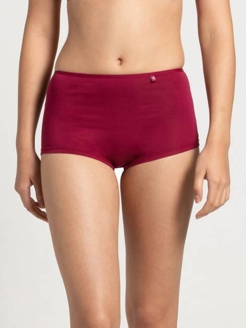 Jockey  Women's High Coverage Super Combed Cotton Elastane Stretch Mid Waist Boy Shorts Panty with Concealed Waistband and Stay Fresh Treatment