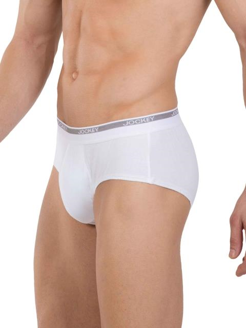JOCKEY MEN'S  SQUARE CUT  WHITE BRIEF (PACK OF 2)