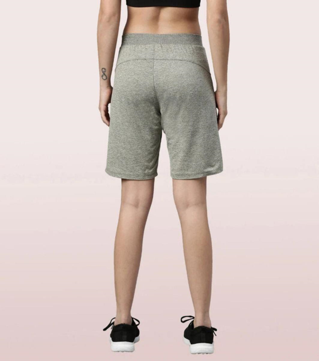 Enamor Mid Rise Knee length Drawstring Closure Active Shorts for Women - Relaxed Fit, Quick Dry, Antimicrobial