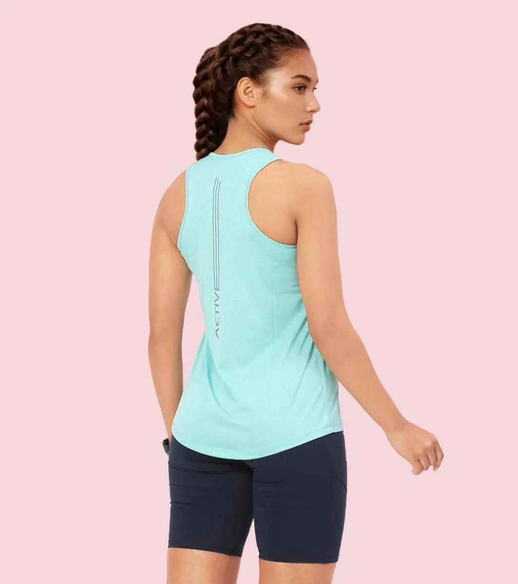 Enamor Sleeveless Round Neck Regular Length Tank T-Shirt - Slim Fit, Quick Dry, Antimicrobial