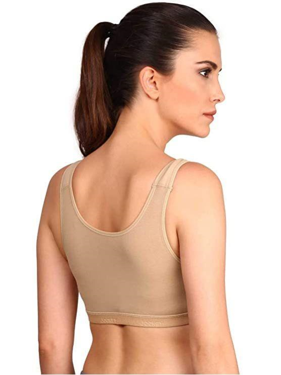 Jockey  Women Super Combed Cotton Elastane Active Bra | Wirefree | Non Padded | Full Coverage Slip-On with Wider Straps