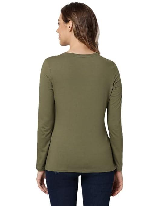 Jockey Women's Super Combed Cotton Rich Relaxed Fit Solid Round Neck Full Sleeve T-Shirt