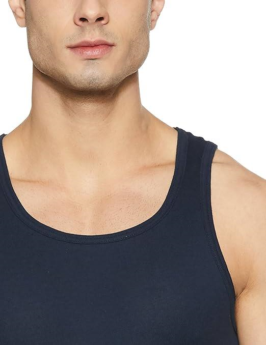 Jockey Men's Super Combed Cotton Rib Round Neck Slim Fit Sleeveless Vest with Extended Length for Easy Tuck