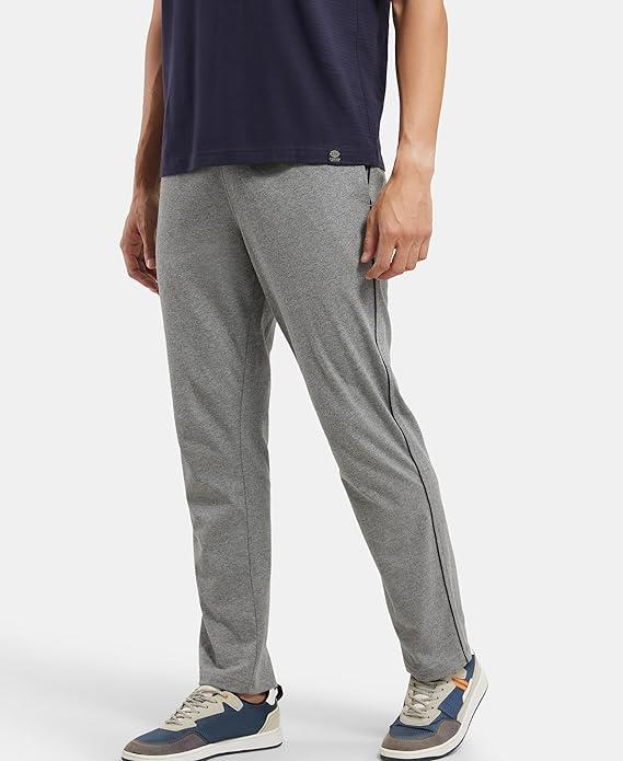 Jockey Men's Super Combed Cotton Rich Regular Fit Mid Rise Trackpants with Side Pockets