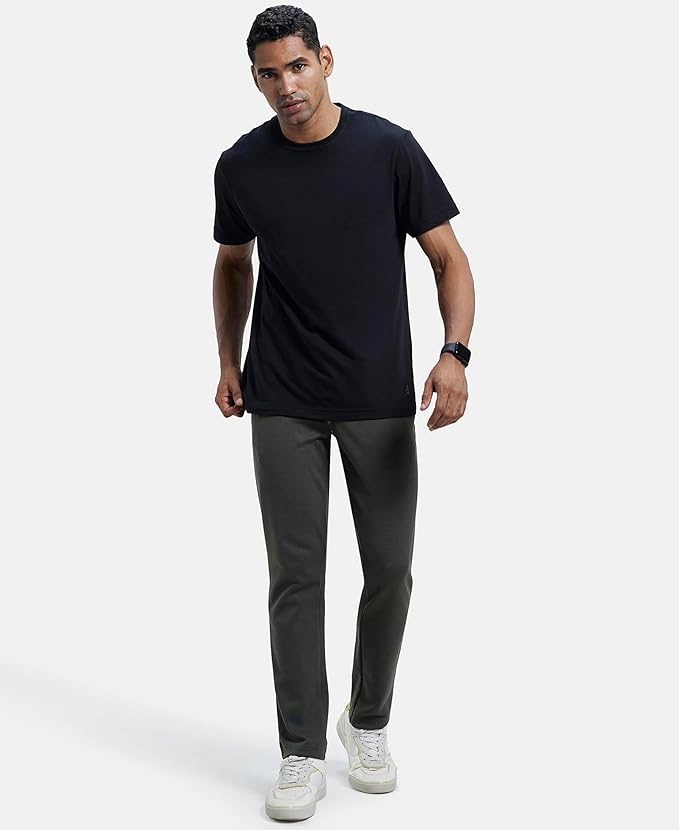 Jockey Men's Super Combed Cotton Rich Pique Interlock Fabric Slim Fit Mid Rise Trackpants with Side and Back Pockets
