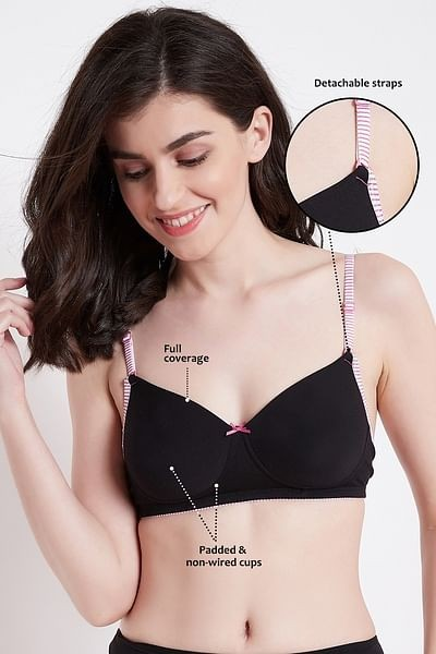 Clovia Women's Cotton Padded Non-Wired Full Cup Multiway T-Shirt Bra