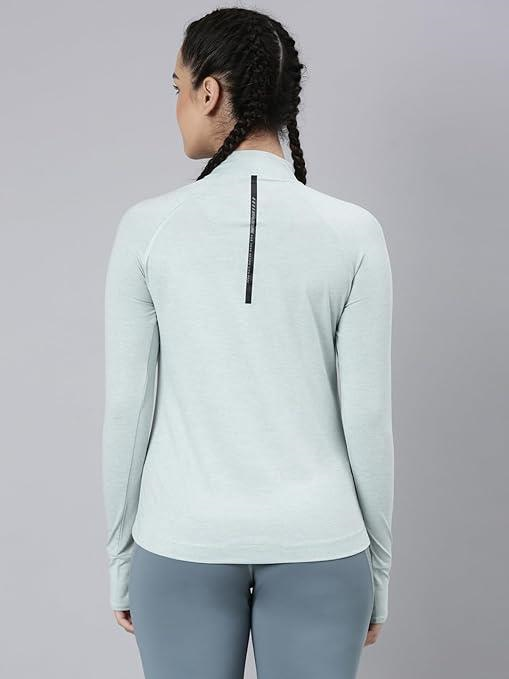 Enamor Full Sleeve High Neck Medium Length Pull on Dry Fit T-Shirt for Women - Slim Fit