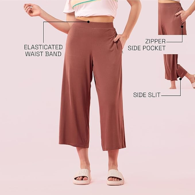 ENAMORE LADIES CAPRI VISCOSE STRETCH JERSEY ZIPPER POCKET CAPRI