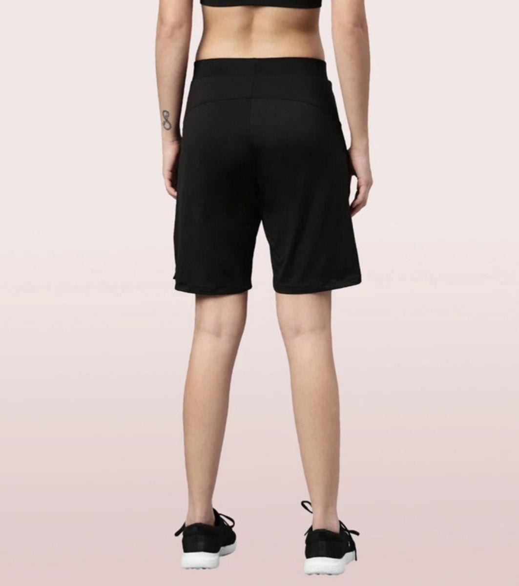 Enamor Mid Rise Knee length Drawstring Closure Active Shorts for Women - Relaxed Fit, Quick Dry, Antimicrobial
