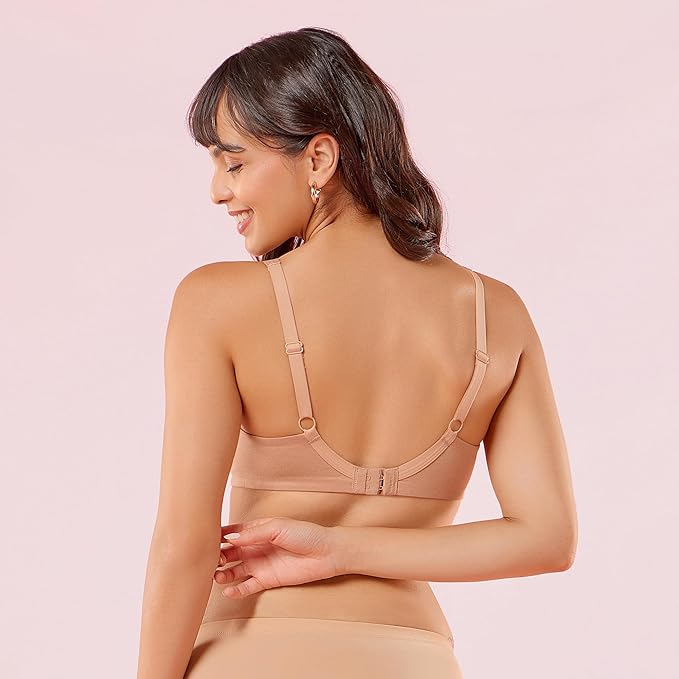 Enamor Women Cotton Innovations Bamboo Bliss,Plunge,Super Soft,Everyday T-Shirt Bra-Naturally Absorbent & Antimicrobial,Padded,Wirefree,High Coverage