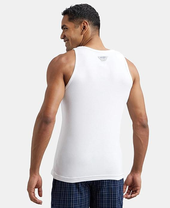 Jockey Men's Super Combed Cotton Rib Round Neck Slim Fit Sleeveless Vest with Extended Length for Easy Tuck