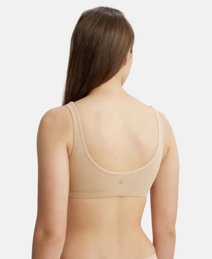 Jockey  Women's Super Combed Cotton Elastane Stretch Slip On Crop Top Bra with Stay Fresh Treatment