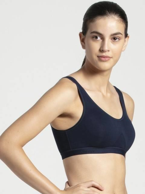 Jockey  Women Super Combed Cotton Elastane Active Bra | Wirefree | Non Padded | Full Coverage Slip-On with Wider Straps