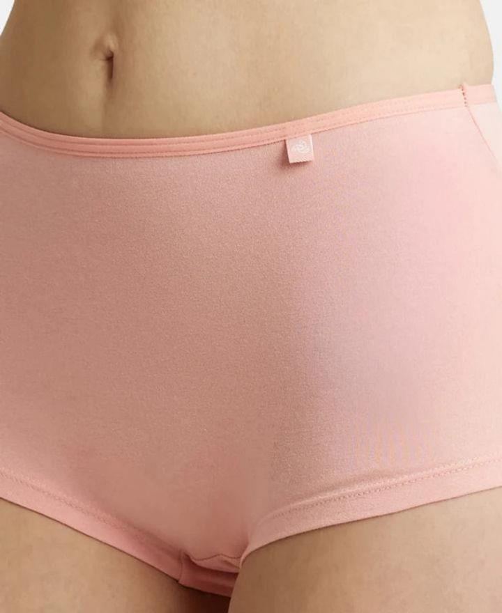 Jockey  Women's High Coverage Super Combed Cotton Elastane Stretch Mid Waist Boy Shorts Panty with Concealed Waistband and Stay Fresh Treatment