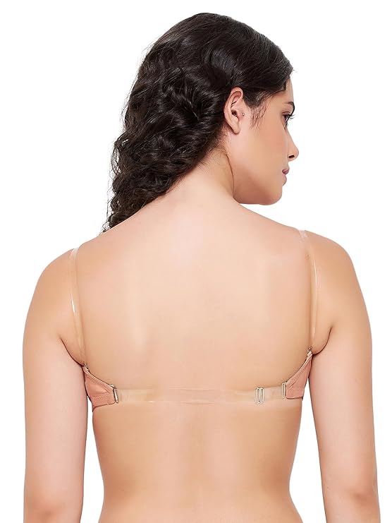 Clovia Women's Padded Underwired Demi Cup Strapless Balconette Bra with Transparent Straps and Band