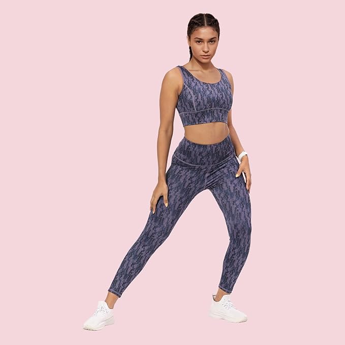 Enamor Cutaway Back Detail Quick Dry Printed Sports Bra - Removable Padding, Non-Wired, Medium Coverage