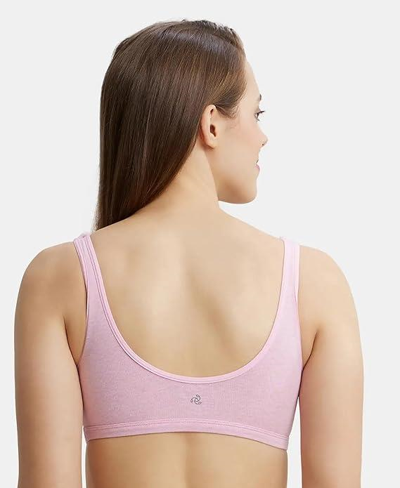 Jockey  Women's Super Combed Cotton Elastane Stretch Slip On Crop Top Bra with Stay Fresh Treatment