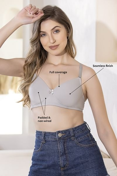 Clovia Women Polyamide Solid Padded Full Coverage Wire Free T-Shirt Bra