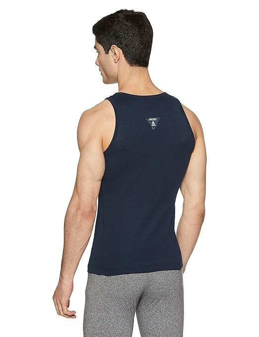 Jockey Men's Super Combed Cotton Rib Round Neck Slim Fit Sleeveless Vest with Extended Length for Easy Tuck
