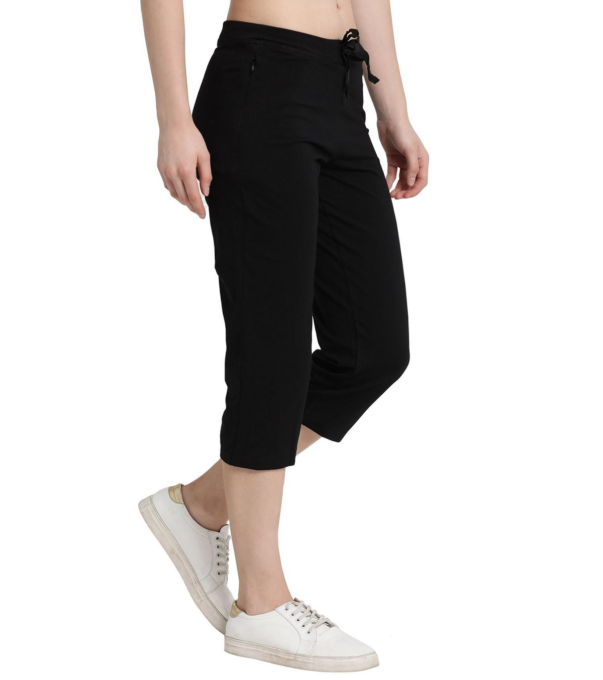 Enamor Mid Rise Capri Length Drawstring Closure Lounge Capri for Women - Slim Fit, Soft and Breathable Stretch Cotton