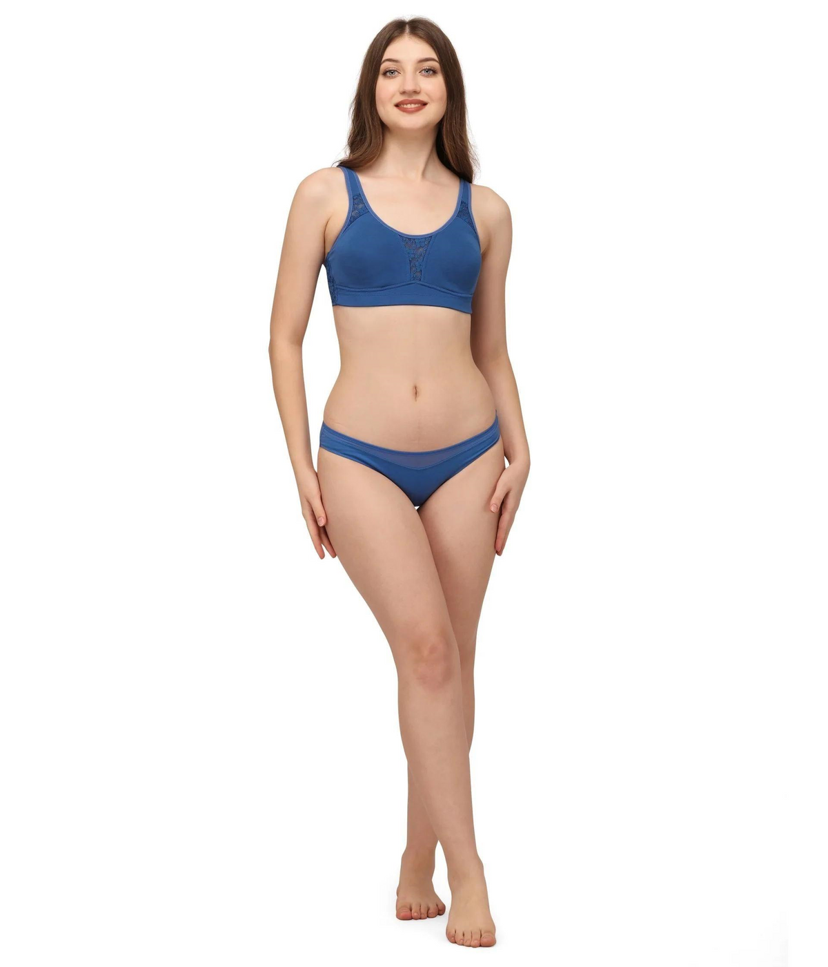 SOIE Women’s Full Coverage Minimizer Bra|Non Wired, Non Padded, Triple Layered Cups|Breathable Stretch Cotton with Lace & U-Back Support