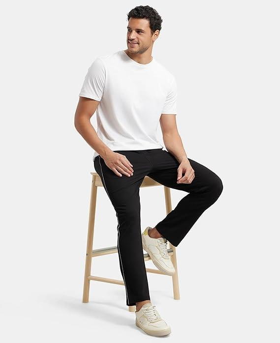 Jockey Men's Super Combed Cotton Rich Regular Fit Mid Rise Trackpants with Side Pockets