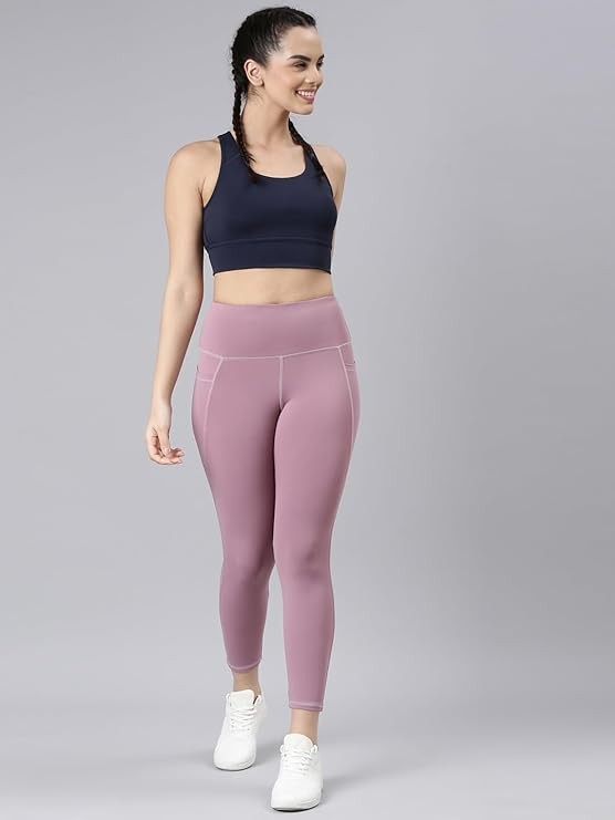 Enamor Wide Straps Seamed T-Back Basic Workout Sports Bra - Quick Dry, Antimicrobial, Removable Padding, Non-Wired, Full Coverage