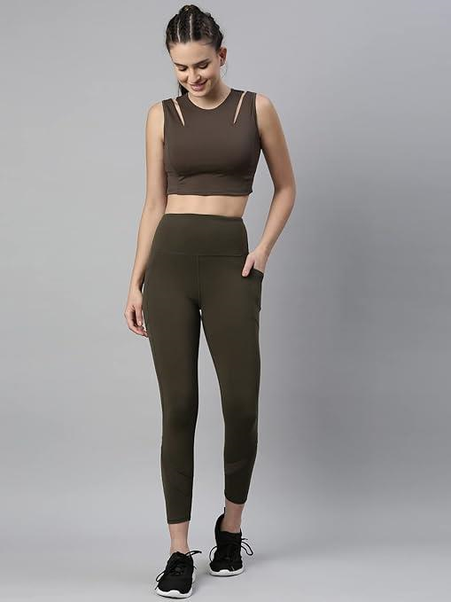 Enamor High Rise 7/8th Length Drawstring Closure Active Cotton Legging for Women - Hugged Fit, Quick Dry, Antimicrobial