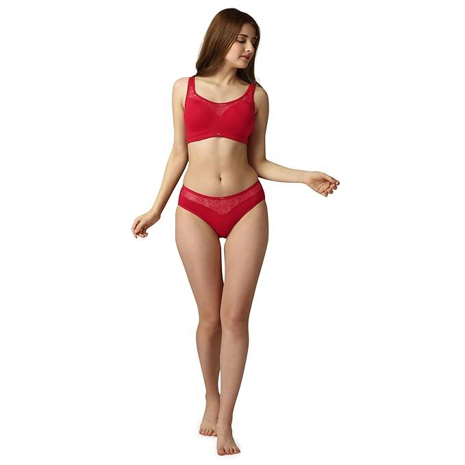 SOIE Women’s Full Coverage Padded Non-Wired Lacy Cami Bra|Soft Nylon Spandex Everyday Comfort Bra with Adjustable Straps & Feminine Lace Detailing