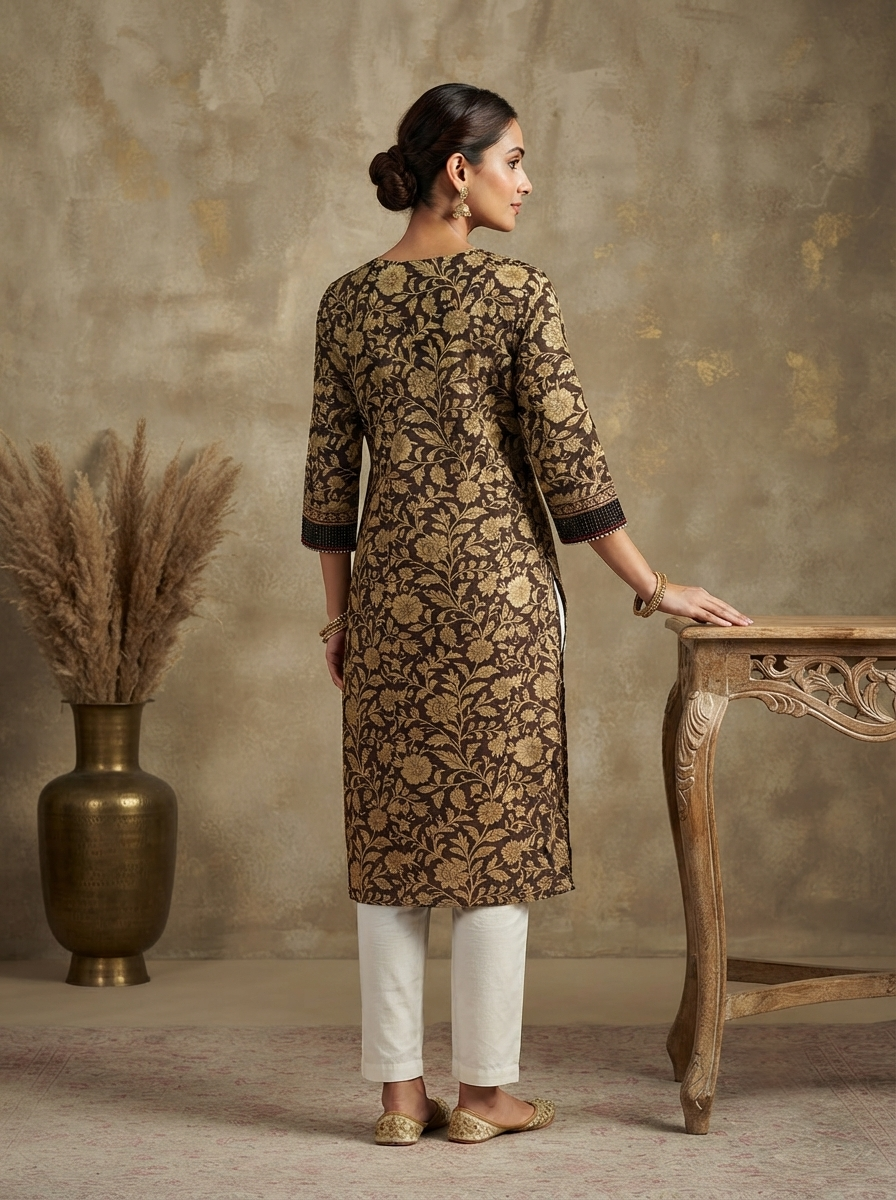 Paneri Heritage Bloom Embroidered Straight Kurti